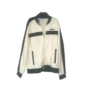 Prince Pickleball Men's Zip-Front Warm-Up Track Jacket Cream XL NWT